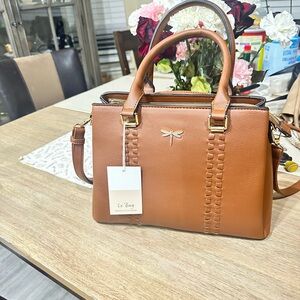 Tan Satchel with Gold Accents